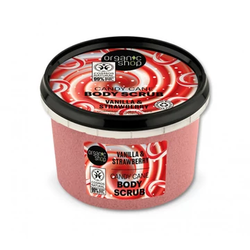 Organic Shop cukorkás testradír vaníliával és eperrel, 250 ml