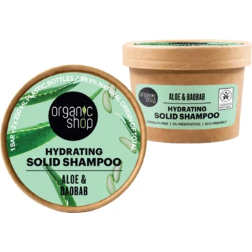 Organic Shop hidratáló szilárd sampon aloéval és baobabbal, 60 g