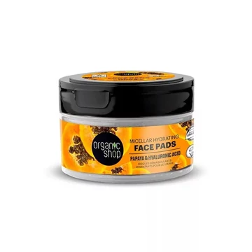 Organic Shop micellás hidratáló arctisztító korongok papayával és hialuronsavval, 20 db