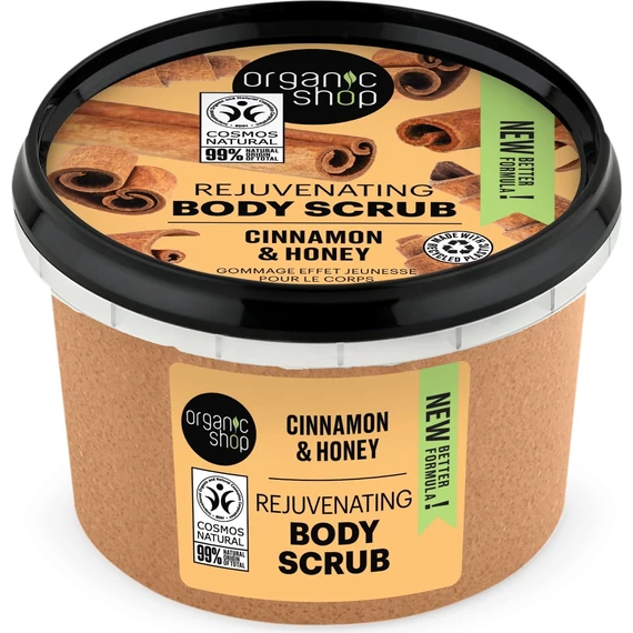 Organic Shop megújító testradír fahéjjal és mézzel, 250 ml