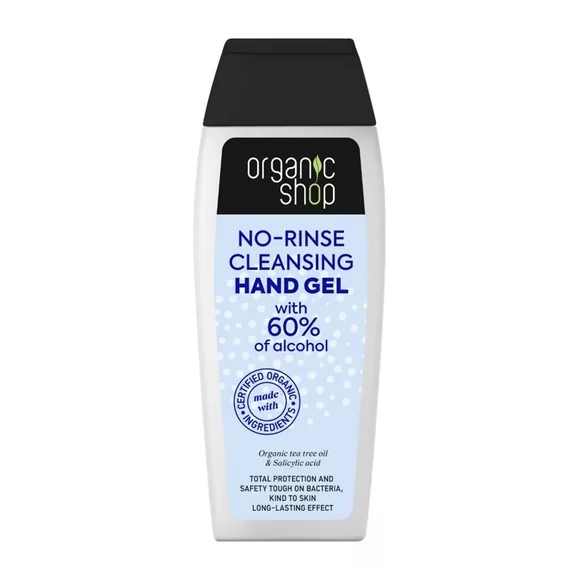 Organic Shop öblítésmentes kéztisztító gél bio teafaolajjal és szalicilsavval, 200 ml